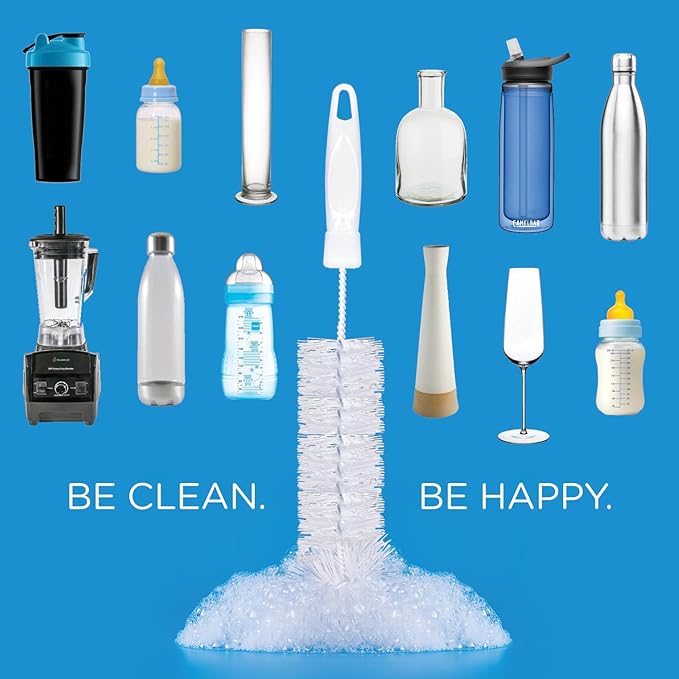 LOLA Bottle Brush Cleaner, 36 Pack, Durable Fiber Bristles Around Twisted Wire with Gripper Handle & Storage Hang Hole, Dishwasher Safe