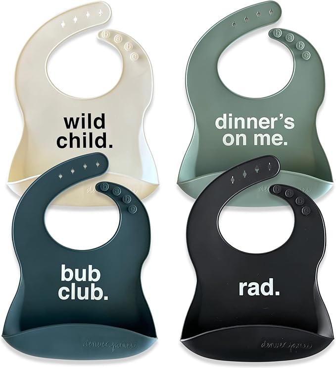 Denver James Silicone Feeding Bibs | Dishwasher Safe. Waterproof. Adjustable.