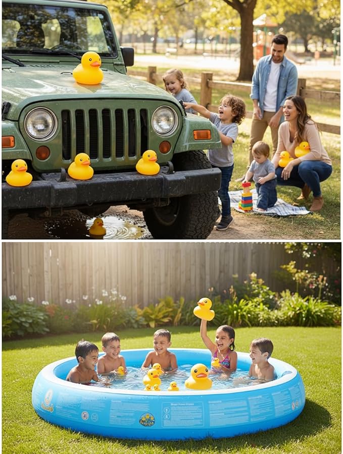 3.4 Inch 20 Pcs Kalafona Rubber Bathtub Duck/Duckie Waterproof No 'Bebe' No Hole Funny Bath Swimming Pool Toy Without Hole for Kids Birthday Party Favor Home Decor