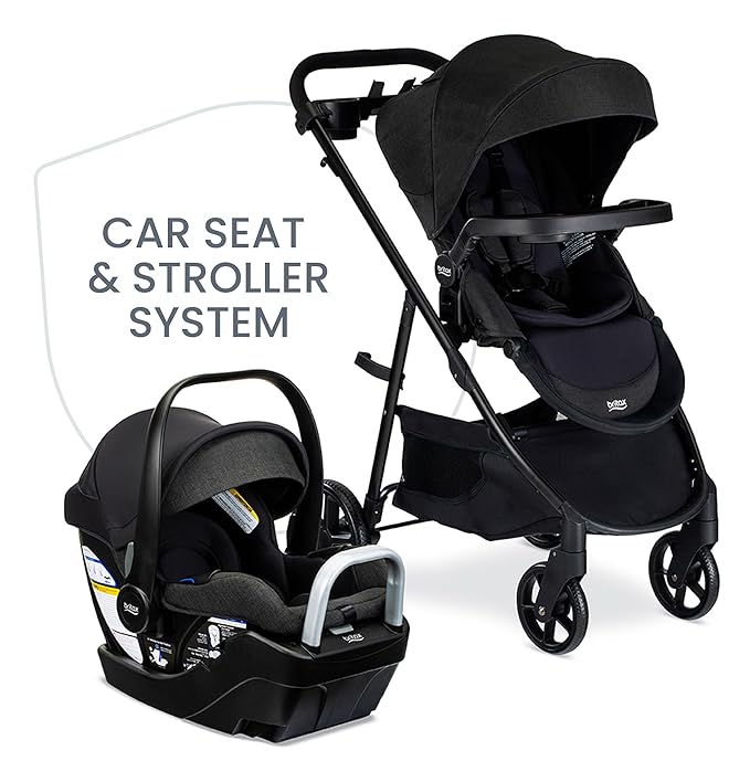 Britax Willow Brook S+ Travel System, Infant Car Seat and Stroller Combo with Alpine Base, ClickTight Technology, SafeWash Insert and Cover, Raven Black