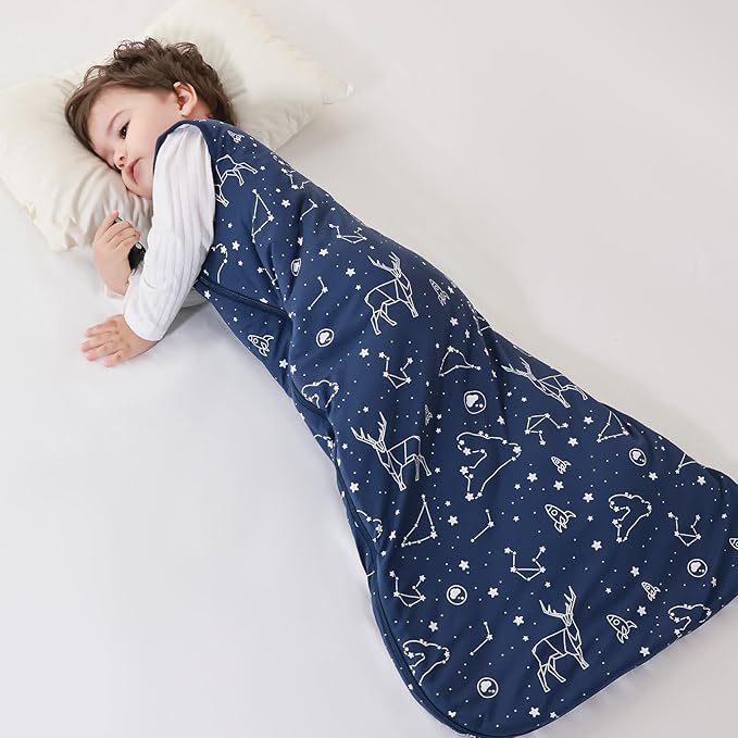 Mosebears Unisex Rayon Made from Bamboo Sleep Sack with 2-Way Zipper,2.5 Tog Baby Winter Sleep Sack(Navy Blue,0-6 Months)