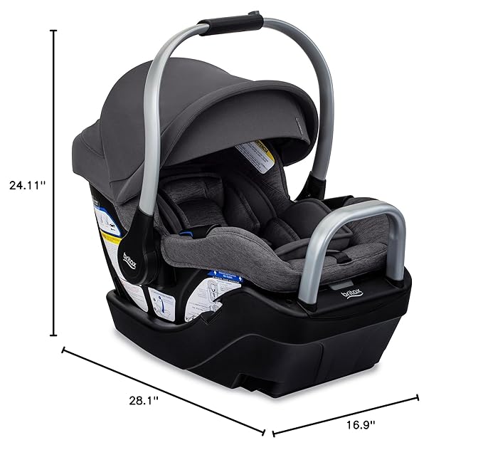 Britax Cypress Infant Car Seat, Rear Facing Car Seat with Alpine Base, ClickTight, Premium Fabrics, Ponte Stone