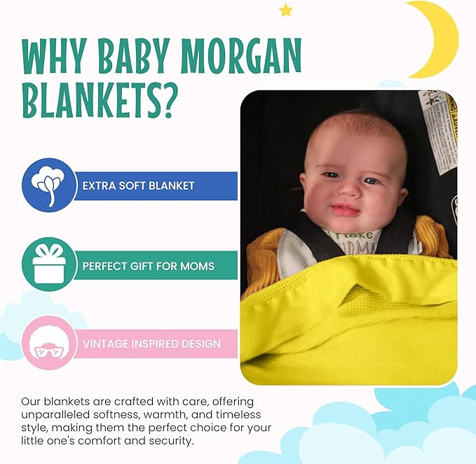 Blankets - Thermal Waffle Warm Baby Blanket for Crib - Soft and Cozy Baby Crib Blanket for Nursery, Stroller, or Naptime Comfort - Ideal Shower Gift - Yellow, Nylon Trim (36" x 50")