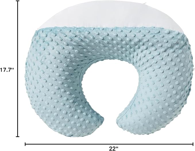 Nursing Pillow and Positioner Breastfeeding and Bottle Feeding, Propping Baby, Tummy Time, Sitting Support for Baby Boy Baby Girl, with Removable Dots Cover (Blue)