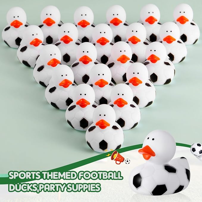 Deekin 50 Pcs Rubber Duck 2 Inch Bulk Sport Party Favors for Birthday Party Decorations Club Player Gift (Soccer)