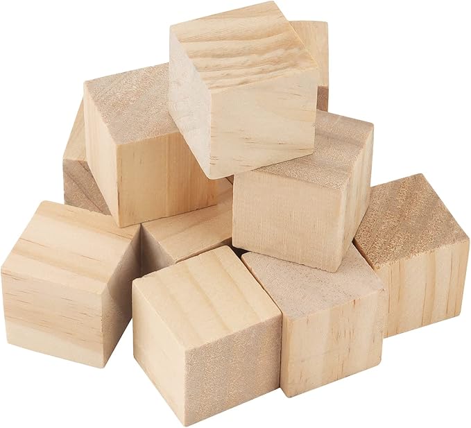 300 PCS 1 Inch Natural Wood Blocks, Unfinished Wood Cubes, Bulk Small Square Wooden Blocks for Crafts and DIY Projects