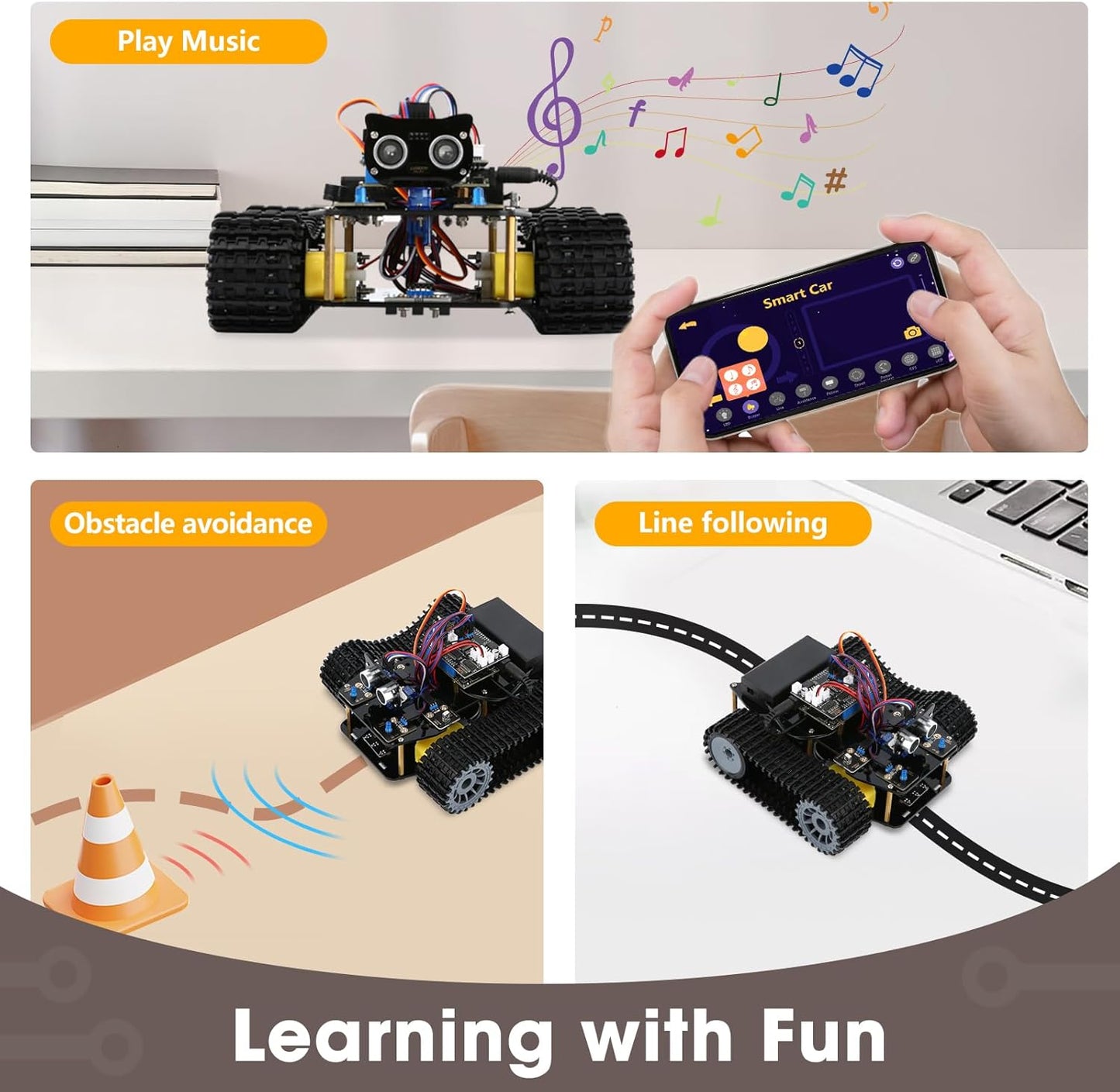 Robotics Kit for Kids Ages 8–12, Smart Robot Tank Car Compatible with Arduino & Scratch, STEM Toys for Boys Ages 8–12, App & Remote Control, Birthday Gift for Boys, Girls and Adults