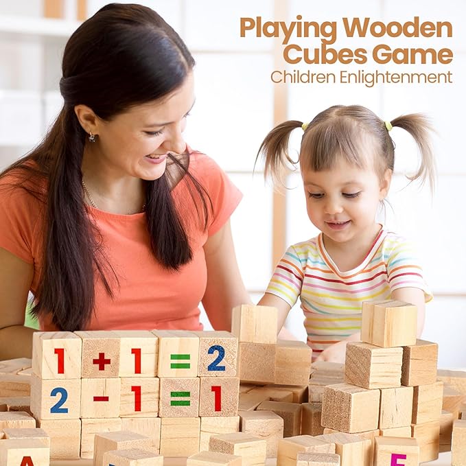 Barydat 10 Pcs 2.36 in Wooden Cubes, Unfinished Wooden Blocks for Crafting Natural Craft Wood Square Blank Cube for DIY Project Baby Showers