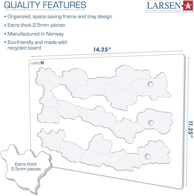 Larsen Puzzles Country Flags and Capitals 54 Piece Children's Educational Jigsaw Puzzle