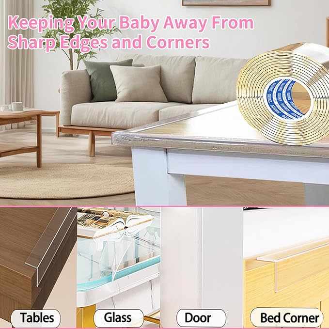 Clear Soft Corner Protectors for Furniture Strip,2in x 13FT,Sharp Edge & Table Bumper,Window Edge,Wall Protector, Soft Corner Guards Safe for Proof,Table Corner Protectors in Family