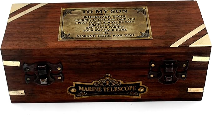 1920 Brass Maritime “to My Son” Camping Telescope - Engraved Graduation Day Gift for Son - Birthday Gift for Son
