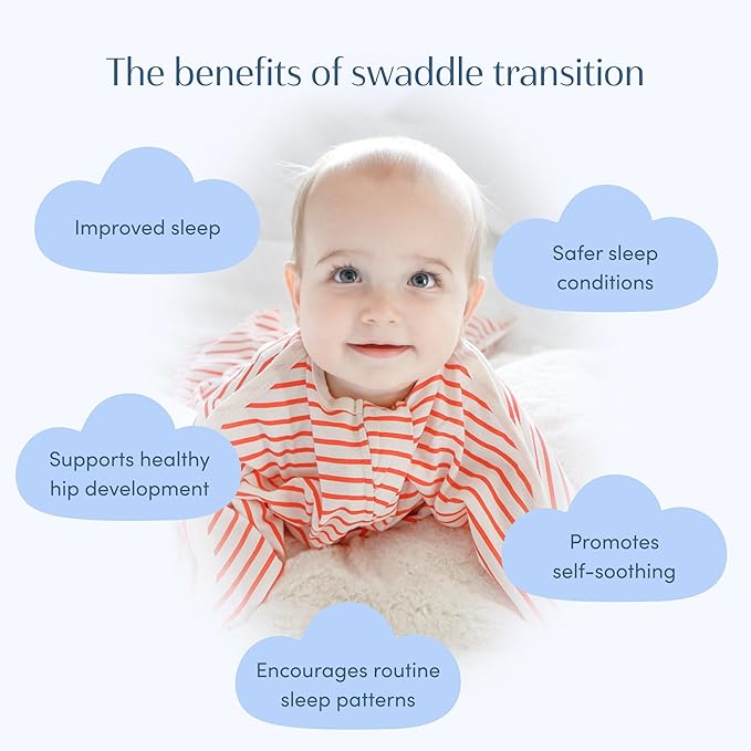 SleepingBaby Zipadee-Zip Transition Swaddle - Cozy Baby Swaddle Blanket with Zipper Convenience - Roomy Wearable Blanket for Easy Diaper Changes - Stripes Strawberry/Cream, Medium (6-12 Month)