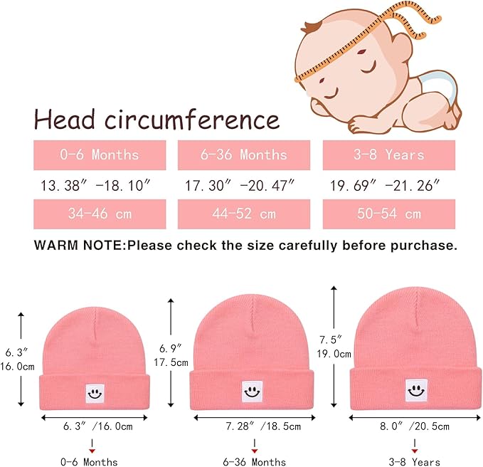 2Pack Baby Beanie Knit Toddler Hat for Girls Boys 0-8 Years