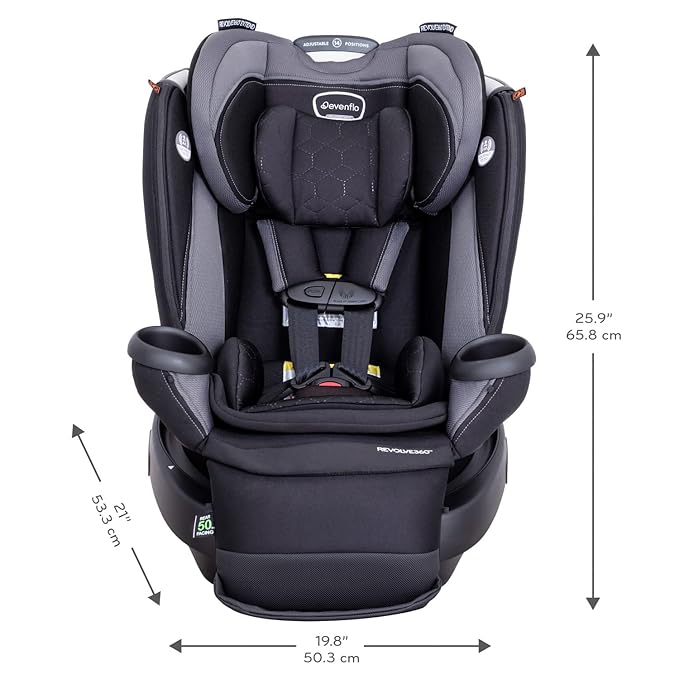Evenflo Revolve360 Extend Convertible Car Seat with 360 Degree Rotation, Extended Rear-Facing, Forward-Facing, Booster Mode, and Secure Latch Install, Rowe Pink
