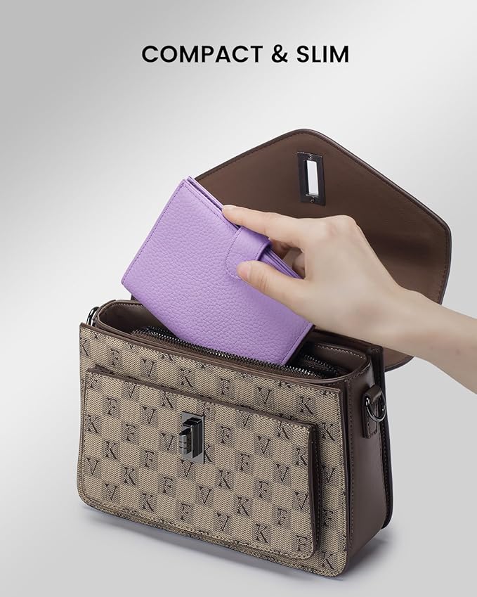 RFID Passport Holder Travel Wallet for Women, Leather Passport Cover Wallet with Card Holders SIM Slots,Zippered Coins Pocket and Cash Slot Slim Compact Travel Wallet (Taro Purple)