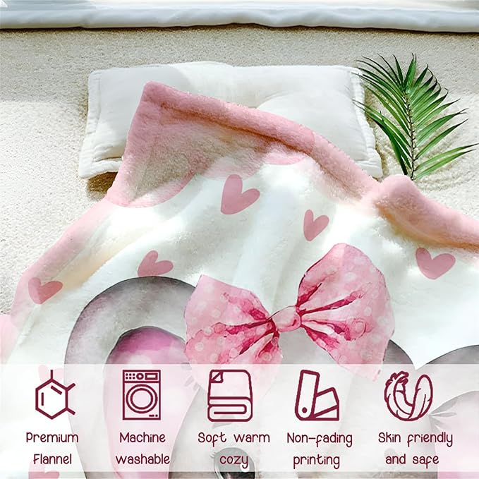 Personalized Baby Blanket for Girls, Custom Baby Blanket with Name, Soft Cozy Personalized Name Blankets for Kids, Customized Elephant Blanket for Infant Toddler Birthday Christmas