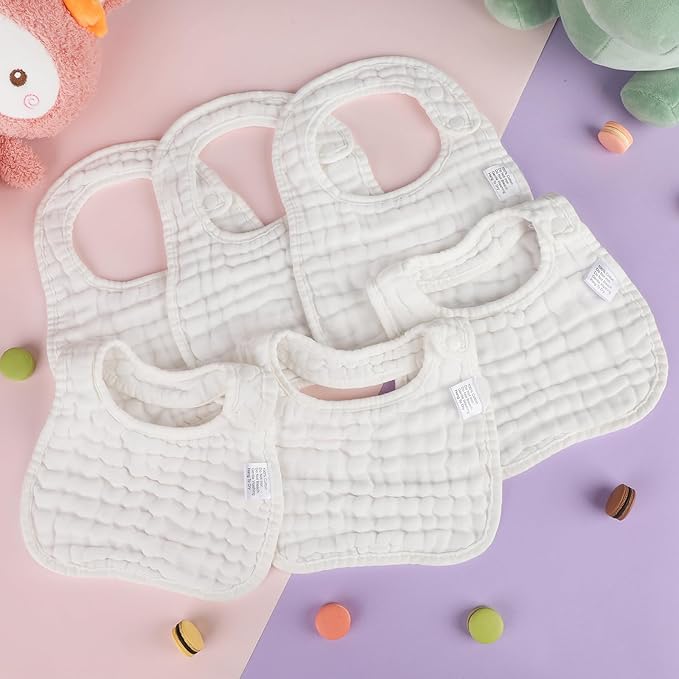 Accmor Muslin Baby Drool Bibs 6 Pack Baby Bandana Drool Bibs Soft Cotton Baby Bandana Bibs for Teething Drooling