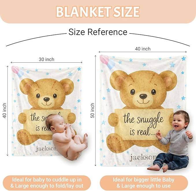 Personalized Baby Blankets for Girls & Boys - Super Soft Easter Blanket with Thick Double-Layer Dotted Backing, Personalized Baby Gifts for Baby Shower from Grandma (Apricot, Customize Now)