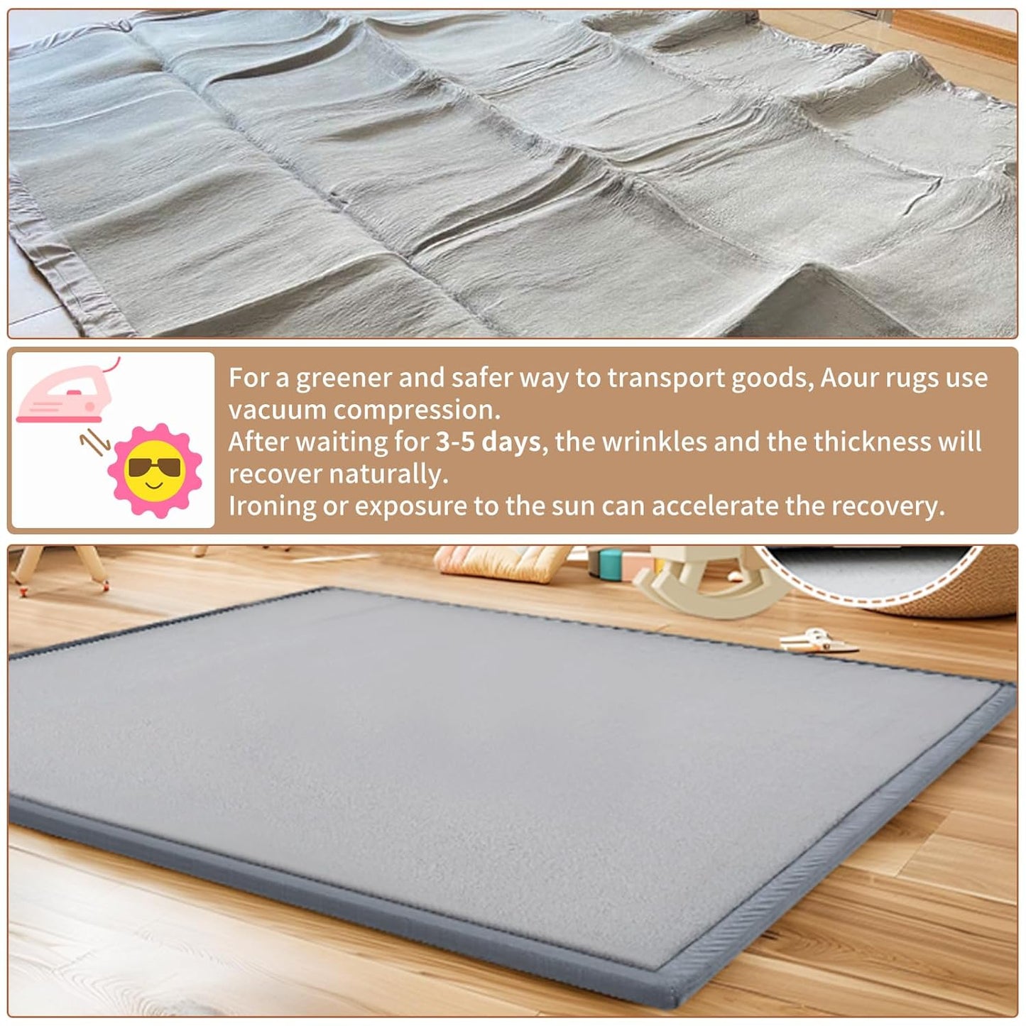 Baby Play Mat for Floor - 1.4" Thick Memory Foam Rug, 60"x60" Playpen Tummy Time Mat, Soft Velvet Nursery Rug, Large Padded Crawling Mat, Cushioned Pads for Playroom Toddlers, Infants, Yoga, Tatami