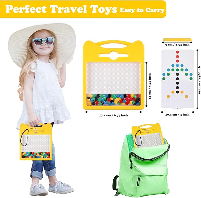 Magnetic Drawing Board for Kids, Toddler Magnet Doodle Board with 2 Pens, Magnetic Dot Art, Fine Motor Skills Toys, Airplane Travel Essentials Toys for Boys Girls (Yellow Cat)