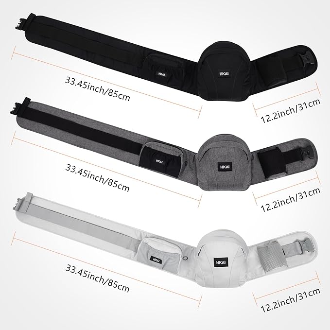 HKAI Baby Hip Carrier, Mom’s Choice Award Winner, Baby Carrier with Adjustable Waistband & Breathable Mesh, Ergonomic Carrier with Non-Slip Hip Seat Surface for Newborns & Toddlers, (Grey)