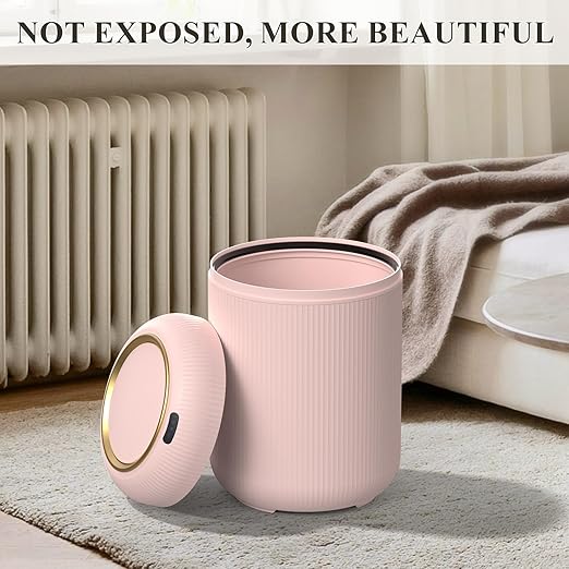 Smart Bathroom Trash Can with Lid,3 Gallon Bathroom Garbage Can Automatic Touchless,Motion Sensor Trashcan, Baby Diaper Trash Bin, Mini Pink Waste Basket for Bedroom, Kitchen, Restroom, Office