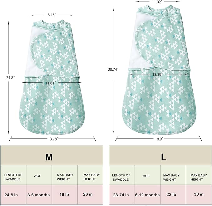 Baby Sleep Sack Swaddle,Swaddles 3-6 Months,3-Way Adjustable Wearable Transition Blanket Boy And Girl,100% Cotton,TOG 1.0(Green)