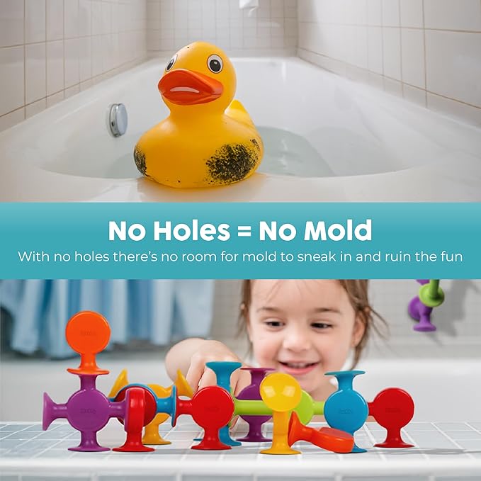 BUNMO Stocking Stuffers for Kids - Toddler Suction Bath Toys - Connect, Build, Create - Toddler Stocking Stuffers - Fine Motor Skills - Stimulating Sensory Fun - Original 24 Pack