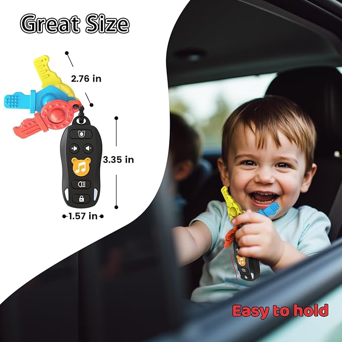 Baby Keys Toy - Baby Toy Car Keys Toddlers Pretend Keys with Music & Light Interactive Musical Sensory Learning Toys Birthday Gifts for Boys Girls Infant Kid Age 6+ Months