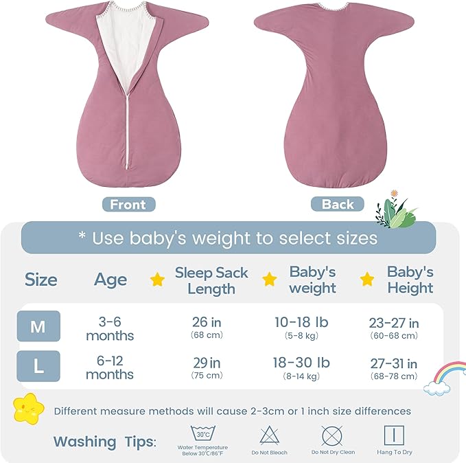 ZIGJOY Shark-Fin Transition Swaddle - 2.5 Tog Rayon Made from Bamboo Sleep Sack Transitional Swaddle Sack Baby Wearable Blanket, Purple, 3-6 Months