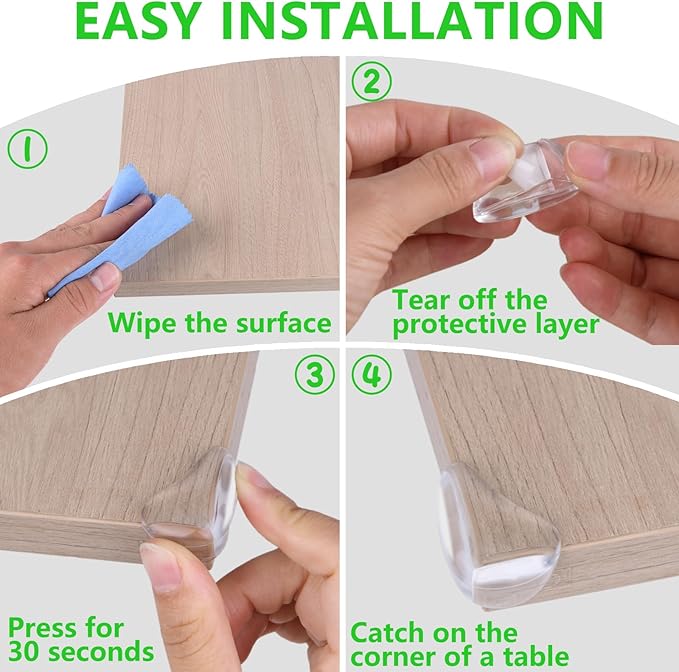 16 Pack Transparent Corner Protectors - Baby Safety Edge Guards for Furniture, Clear Sharp Corner Covers for Dining Table Baby Proofing (Drop-Shaped)