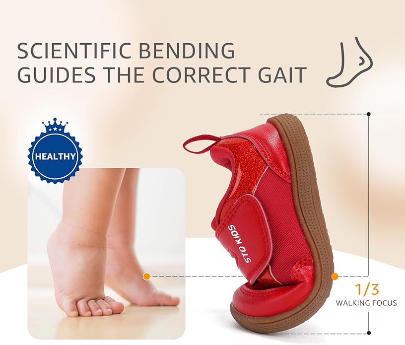 Toddler Wide Toe Box Barefoot Shoes Boys Girls Zero Drop,Baby First Walking Shoes Glitter Little Kids Sneakers Non-Slip Preschool Running Tennis Canvas Casual Preschool Outdoor Activities