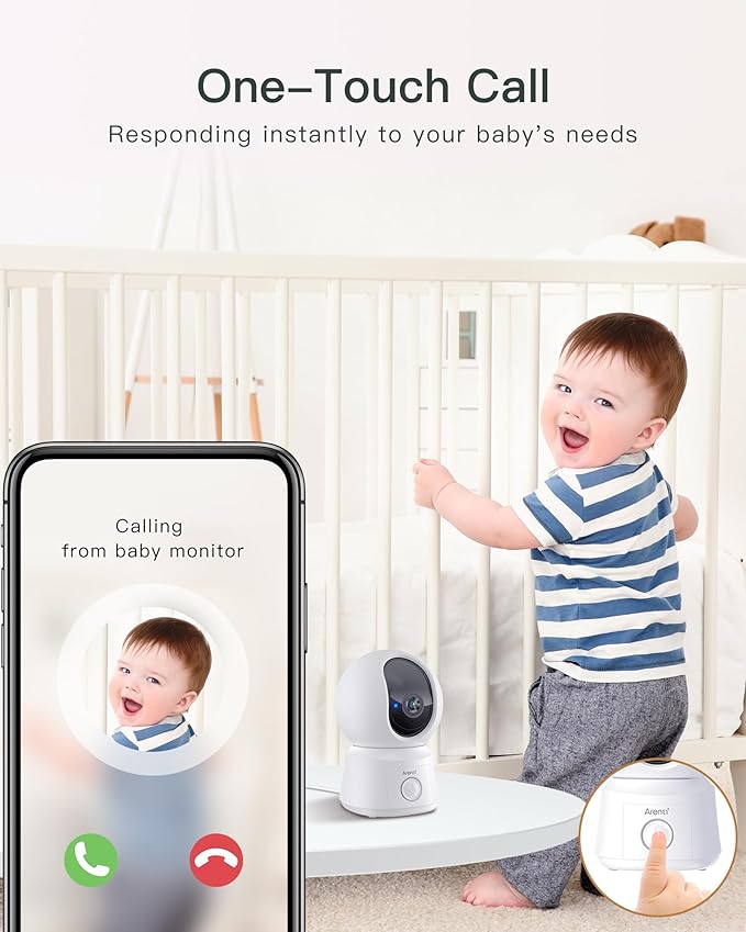 ARENTI Baby Monitor 2 Cameras, Smart Baby Camera with 5-Inch Wireless Display, Super Night Vision, Temperature Sensor, Sound Detection, Auto Motion Tracking, 2-Way Audio, VOX Mode(B2 Set)