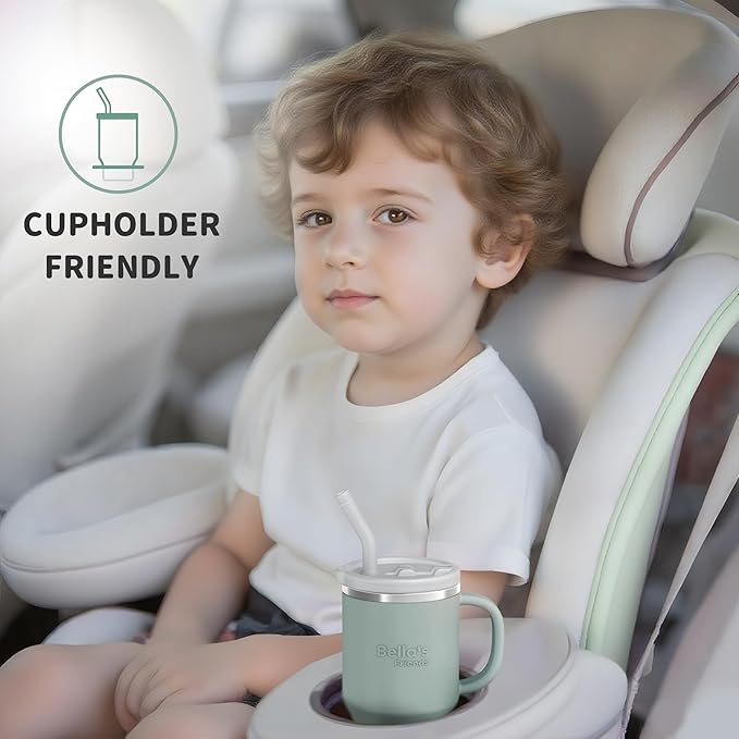 Bella's Friends Handy Mini Tumbler – Adorable 9 oz Sippy Cup for Toddlers 1-3 years old, Flexible Straw, Stainless Interior & Silicone Body, Leak‑Proof, Dishwasher Safe, Ideal for Travel or At Home