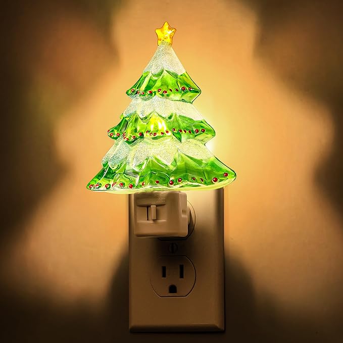 DORESshop Christmas Tree Night Light, 3000K Night Lights Plug into Wall, Cute & Funny Christmas Decor Night Light for Kids, Plug in Nightlight with 360° Rotatable, Holiday Party Decor, 2 Pack