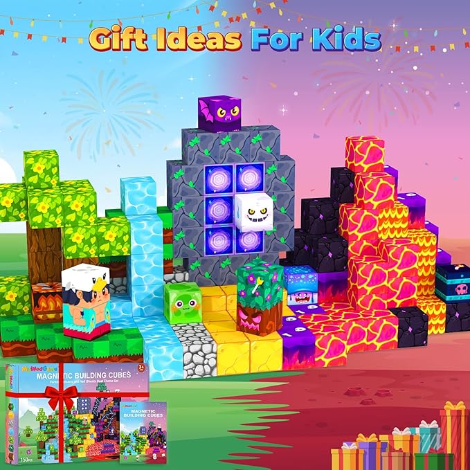 Magnetic Blocks Games Building Toys for 3-16 Year Old Boys Girls, Toddler Kids Magnetic Cubes Tiles Sensory Montessori Education Learning Travel Toys Ages 3+ Halloween Birthday Party Favors Gifts