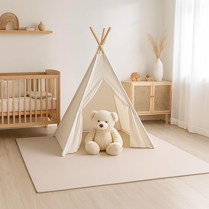 Toddlekind Solid Color Foam Play Mat 4x4 Baby Playmat. Stylish, Non-Toxic, Odorless, Plain Design Puzzle Play Mat 0m+ (Rose/Blush/Nude)