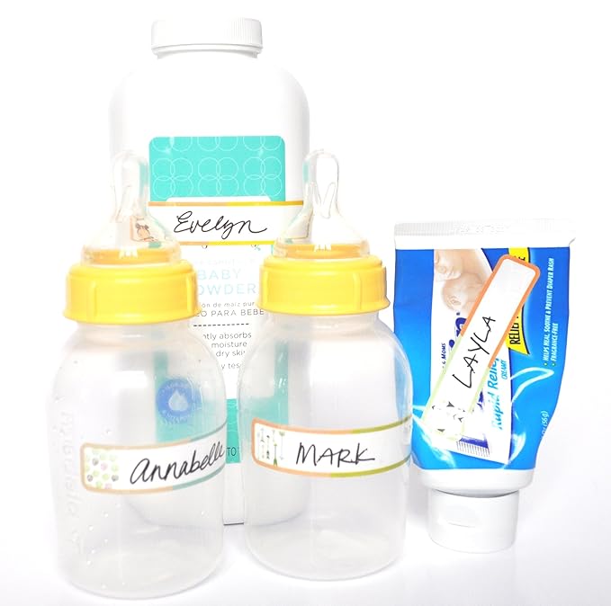 Bottle Labels, Write-On, Self-Laminating, Waterproof Kids Name Labels for Baby Bottles, Sippy Cup for Daycare School, Dishwasher Safe (Animal Friends), Made in The USA