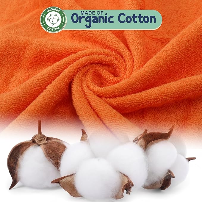 Mother's Choice Organic Baby Hooded Towel Ultra Soft & Absorbent Bath Wearable for Newborns, Infants, 3D Orange Fox Design