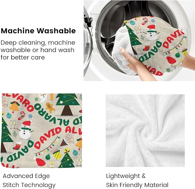 Ship Next Day - Custom Christmas Baby Blanket with Name | Multiple Styles Optional, Personalized Flannel Toddler Blanket, Christmas Swaddle for Boys & Girls, Xmas Decor Throw