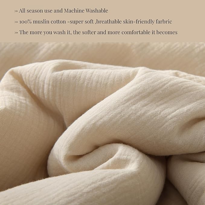 100% Cotton Muslin Crib Comforter/Quilt,Ultra Soft Cozy Reversible Baby Blanket,All Season Toddler Blankets for Boys and Girls, Machine Washable,41"x48"