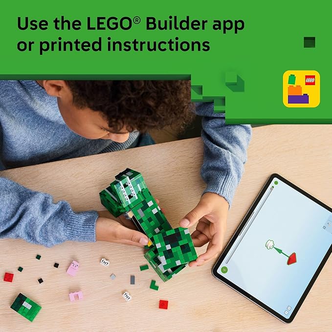 LEGO Minecraft The Creeper Kids Building Toy - Minecraft Toy for Boys & Girls, Ages 10+ - Room Decor for Gamers -W/ 1st Version Minifigure - Gift for Christmas - 21276