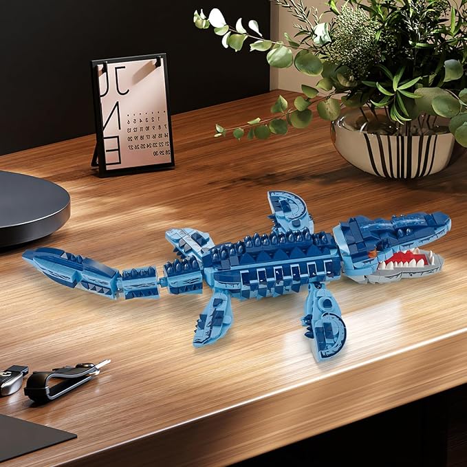 805 Pcs Mosasaur Dinosaurs Building Set,Sea Creatures Creativit Model Building Kit,STEM Dinosaur World Park Building Toy,DIY Functional Sea Scene Display,Christmas Birthday Gifts for Boys,Teens,Adults