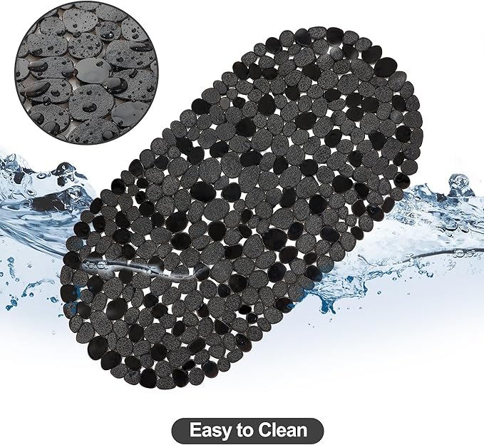 Vannokor Bathtub Mats for Bathroom 27x14 Inch, Bath Mat for Tub Feels Great on Tired Feet, Friendly Machine Washable Shower Tub Mats with 167 Big Suction Cups, Shower Mat, Bath Tub Mat, Black