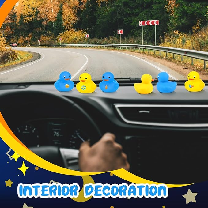 Deekin 48 Pcs Hanukkah Rubber Ducks Squeaky and Floating Rubber Ducks Dreidel Menorah Bathtub Hanukkah Decorations for Party Supplies Favors Holidays Birthday Gifts (Cute)