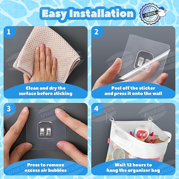 UNEEDE Bath Toy Organizer,4 Gallons Bathtub Toy Storage Organizer,Quick Access Bath Toy Holder for Bathtub,Baby Organizere,Quick Dry Baby for Tub,Mesh Shower Caddy