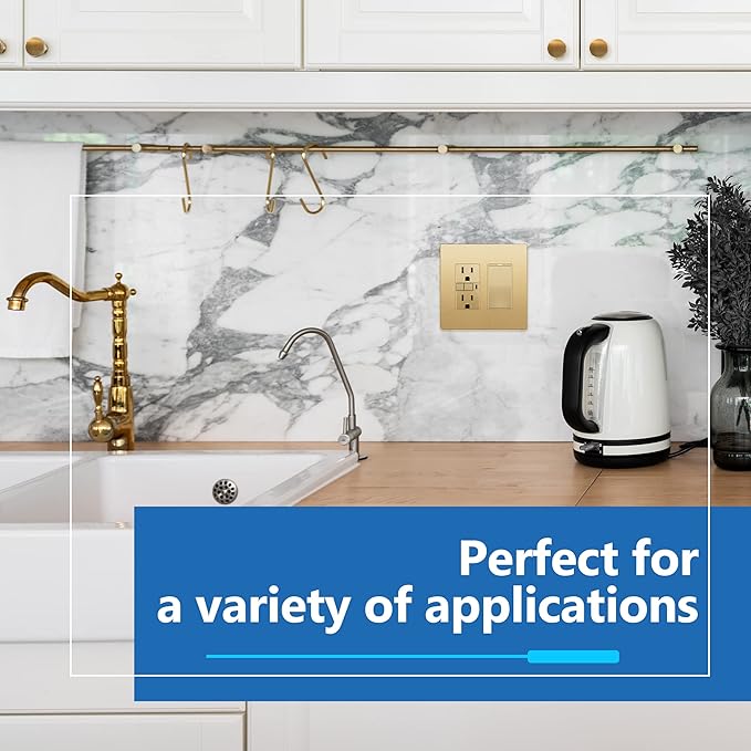 LIDER Matte Finish Decorator Switch Cover, Screwless Wall Plate, Mid-Size 2-Gang 4.88" x 4.92", Unbreakable Polycarbonate Thermoplastic, UL Listed, LSWP-32M-GD, Gold