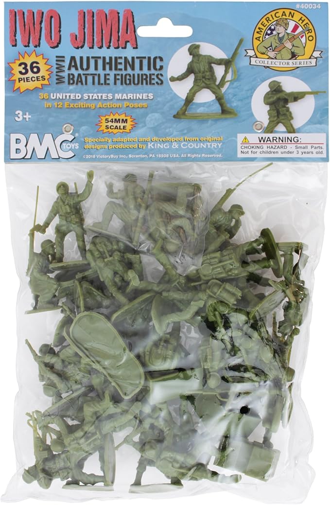 BMC WW2 Iwo Jima US Marines Plastic Army Men - 36 American Soldier Figures