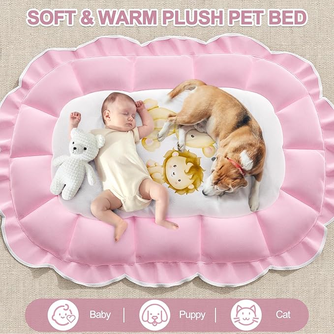 OCATO Baby Play Mat Gym: Baby Gril Gifts Tummy Time Mat Baby Play Gym Thick Large Baby Activity Center from Newborn to Toddler Skills Development Baby Essentials Baby Shower Gifts Ball Pit Cat Dog Bed