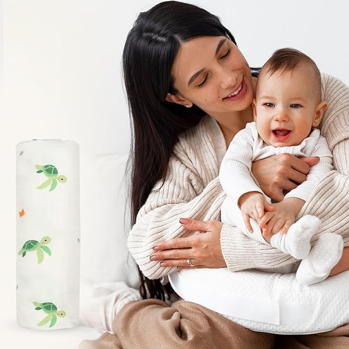 Muslin Baby Swaddle - Breathable Receiving Blankets for Newborn Baby, 70% Viscose derived from Bamboo, 30% Spandex, Imported